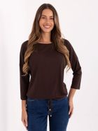 Bluzka damska z długim rękawem, brązowa, Basic Feel Good