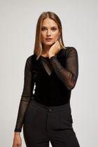 Bluzka damska z długim rękawem, czarna, Moodo
