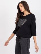 Bluzka damska z długim rękawem, czarna, Relevance