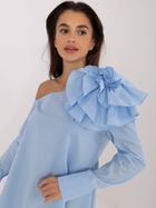 Bluzka damska z długim rękawem, niebieska, Lakerta