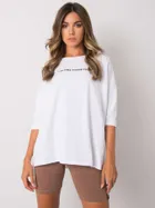 Bluzka damska z długim rękawem, oversize, biała, Ex Moda