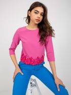 Bluzka damska z długim rękawem, różowa, Lakerta