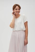 Bluzka damska z krótkim rękawem, biała, Moodo