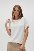 Bluzka damska z krótkim rękawem, biała, Moodo