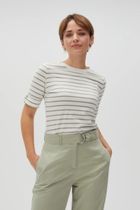 Bluzka damska z krótkim rękawem, biała, Moodo