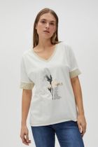 Bluzka damska z krótkim rękawem, biała, Moodo