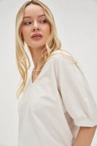 Bluzka damska z krótkim rękawem, biała, Moodo