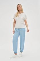 Bluzka damska z krótkim rękawem, biała, Moodo