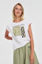 Bluzka damska z krótkim rękawem, biała, Moodo