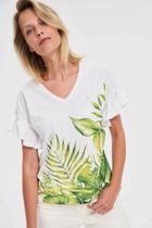 Bluzka damska z krótkim rękawem, biała, Moodo