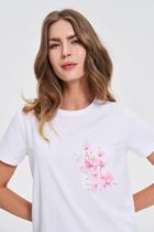 Bluzka damska z krótkim rękawem, biała, Moodo