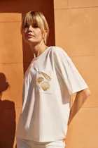 Bluzka damska z krótkim rękawem, biała, Moodo