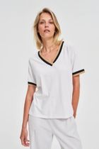 Bluzka damska z krótkim rękawem, biała, Moodo