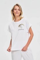 Bluzka damska z krótkim rękawem, biała, Moodo