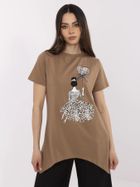 Bluzka damska z krótkim rękawem, brązowa, Calimera