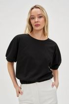 Bluzka damska z krótkim rękawem, czarna, Moodo