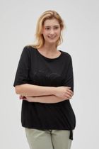 Bluzka damska z krótkim rękawem, czarna, Moodo