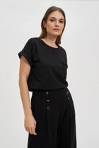 Bluzka damska z krótkim rękawem, czarna, Moodo