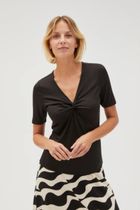 Bluzka damska z krótkim rękawem, czarna, Moodo