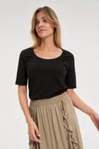 Bluzka damska z krótkim rękawem, czarna, Moodo