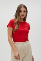 Bluzka damska z krótkim rękawem, czerwona, Moodo