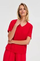 Bluzka damska z krótkim rękawem, czerwona, Moodo