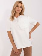 Bluzka damska z krótkim rękawem, ecru, Lakerta