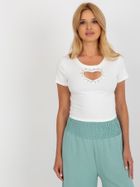 Bluzka damska z krótkim rękawem, ecru, Vinceotto