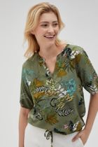 Bluzka damska z krótkim rękawem, khaki, Moodo