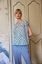 Bluzka damska z krótkim rękawem, khaki, Moodo