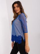 Bluzka damska z krótkim rękawem, niebieska, Lakerta