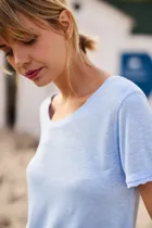 Bluzka damska z krótkim rękawem, niebieska, Moodo