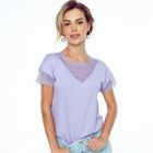 Bluzka damska z krótkim rękawem, plus size, fioletowa, Trinity, Eldar
