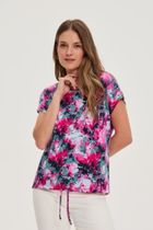 Bluzka damska z krótkim rękawem, różowa, Moodo