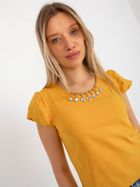 Bluzka damska z krótkim rękawem, żółta, Lakerta
