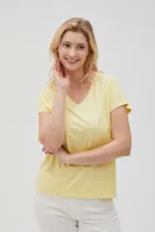 Bluzka damska z krótkim rękawem, żółta, Moodo