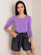 Bluzka damska z rękawem 3/4, fioletowa, Basic Feel Good