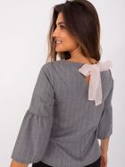 Bluzka damska z rękawem 3/4, wełniana, szara, Lakerta