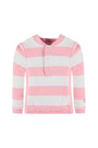 Bluzka dziewczęca z długim rękawem, bawełna organiczna, biało-różowa, Bellybutton