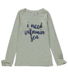 Bluzka dziewczęca z długim rękawem, beżowa melanż, I need vitamin sea, Tom Tailor