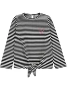 Bluzka dziewczęca z długim rękawem, biało-czarna, Tom Tailor