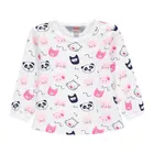 Bluzka dziewczęca z długim rękawem, biało-różowa, Kanz