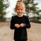 Bluzka dziewczęca z długim rękawem, czarna, Eevi