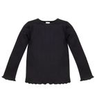 Bluzka dziewczęca z długim rękawem, prążkowana, czarna, Pinokio
