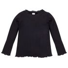 Bluzka dziewczęca z długim rękawem, prążkowana, czarna, Pinokio