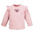 Bluzka dziewczęca z długim rękawem, prążkowana, różowa, Eevi