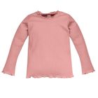 Bluzka dziewczęca z długim rękawem, prążkowana, różowa, Pinokio
