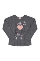 Bluzka dziewczęca z długim rękawem, szara, Quimby