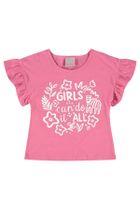 Bluzka dziewczęca z krókim rękawem, różowa, Quimby