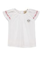 Bluzka dziewczęca z krótkim rękawem, bawełna organiczna, ecru, Bellybutton